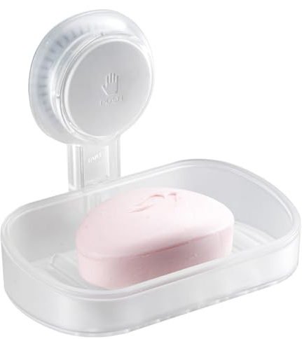 TAILI Suction Soap Dish for Shower, Drill-Free Wall Mounted Holder, Clear | Shower Soap Holder, Sponge Tray, Max Hold 5KG for Bathroom, Waterproof Plastic Sink Holder, Removable Bathtub Organizer