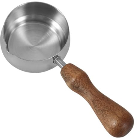 POPETPOP Gobelet à Espresso Inoxydable Avec Bec Verseur Et Poignée Bois Parfait Pour Café Le Lait Les Sauces Arts Du Latte