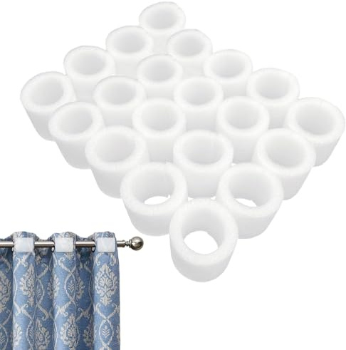 Occhielli per tende 20 pezzi bianco spessore schiuma anelli interni 3,5cm esterni 5,5cm altezza 4,8cm per bastoni tende fino a 30mm eleganti accessori domestici