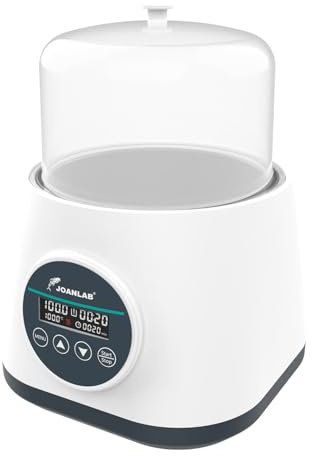 JOANLAB 2 l laboratorievattenbad med digital display, precisionsvärme 100 °C, badkar i rostfritt stål med timer och dubbelskydd, genomskinligt lock för laboratorier (WB-2S)