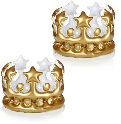 BOGCLEE 2 Pezzi Croona Gonfiabile, Corona di Compleanno Gonfiabile, Accessorio Costume per Festa Carnevale Re Principe, Principessa, Compleanno, Festa Aziendale
