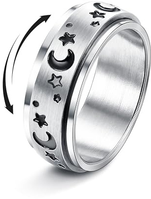 Dochais fidget ring anxiety spinner rings for stress anxiety relief fidget band rings for women men stainless steel roller ring