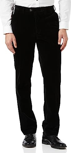 Men’s Soft Velvet Trousers Classic Dinner Part Tailored Fit Dress Pants [TRS-TIM-BLACK-34]
