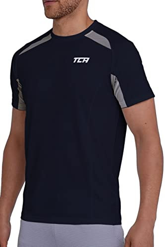 TCA Quick Dry T Shirt Gym Top for Men Short Sleeve Running Top Mens Gym Clothes Sports Active wear, Lightweight Breathable Moisture Wicking Clothing - Night Sky, M
