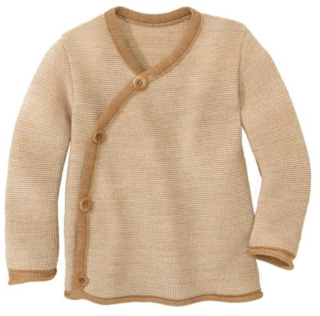 Disana Chaqueta para bebé y niño pequeño, 100% merino orgánico, transpirable, cálida y suave, unisex, talla 50-104, sostenible y justa, con cierre envolvente, fabricado en Alemania, Caramelo natural