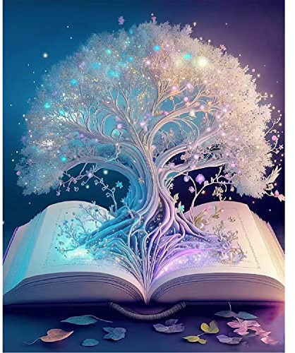 CLYCTIP DIY 5D Diamond Painting Kits for Adults, White Tree of Life Diamond Painting Art Kits for Home Wall Decor Gifts，30x40cm