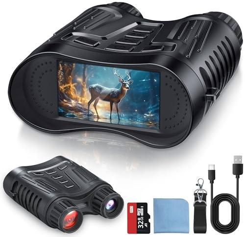 4K Night Vision Goggles Binoculars - Infrared Night Vision in 100% Darkness, 3.2'' Large Screen, 8X Digital Zoom, 32GB Card to Save Photos and Videos for Camping Hunting & Security