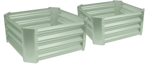 Harbour Housewares Raised Garden Bed - Green - 60 x 60cm - Square - Pack of 2 - Bottomless Galvanised Steel Planter Box for Growing Outdoor Plants, Vegetables, Flowers and Herbs