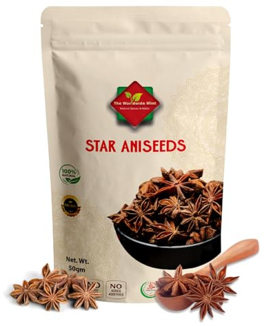 Star Anise (50G / 1.76 oz) | Aniseeds | Badiyan | Whole Seeds | Premium Quality | Natural | Vegan | Non GMO | No Additives | No Preservatives