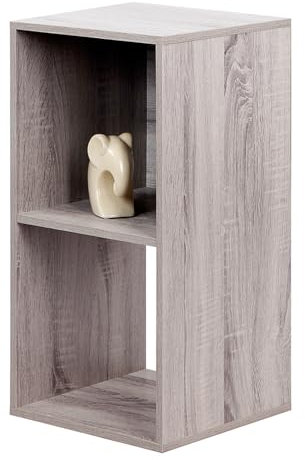 PACHIRA 2 Cube Wood Bookcase Grey, Stackable Cube Storage Unit Freestanding Bookshelf Storage Shelf For Books CDs Clothes Storage Cube Unit For Living Room Bedroom Hallway Office
