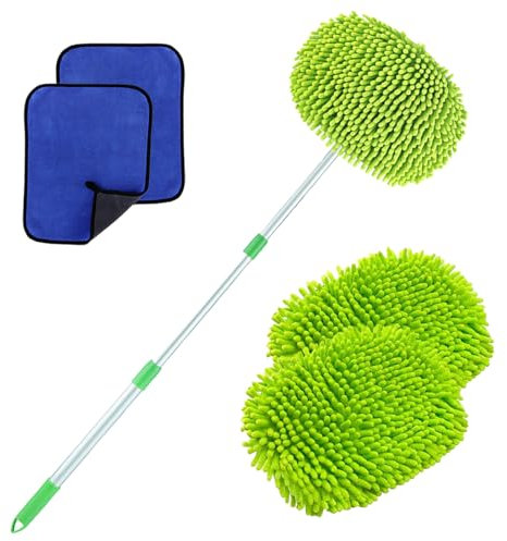 VBGURR Auto Reinigungsset Teleskop Waschbürste, Waschbürste Mit Teleskopstiel Autowaschbürste, Teleskopstange Fensterreinigung