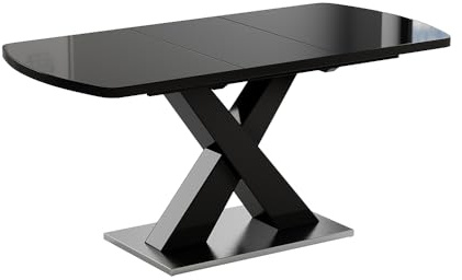 Vicco Esstisch Chinto, Schwarz, 120 x 80 cm ausziehbar, mit X-Gestell und synchronem Ausziehmechanismus