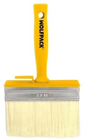 WOLFPACK LINEA PROFESIONAL Brocha Profesional Techos 140x40 mm. Cerda Blanca. Mango Ergonomico, Con Gancho. Brocha Pintura, Brocha Pintor Profesional