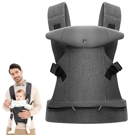 Marsupio Neonato 0-36 Mesi, Marsupio per Neonati Ergonomico Porta Bebè Portaneonati Baby Carrier Fascia per Neonati Traspirante Fino a 30kg (Grigio)
