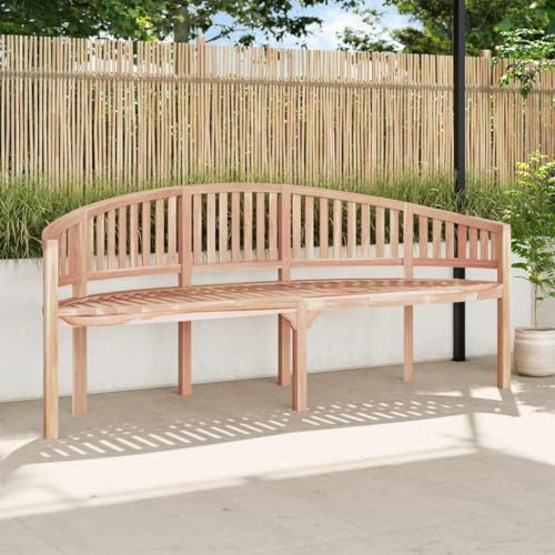 JHQHSM Panca a banana, per il giardino, per esterni, in legno, per esterni, adatta per cortile, terrazza, giardino, 200 cm, legno massello teak