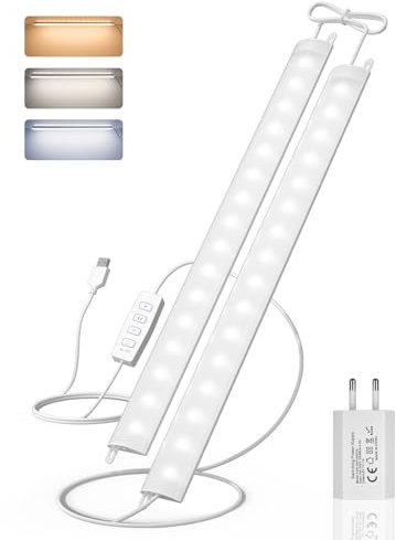 GOODEA Ultra Dünne Unterbauleuchte Küche LED Dimmbar, 2x30cm 400lm Lichtleiste mit Schalter, 3 Farbtemperatur LED Leiste Schrankleuchten für Küche, Keller, Abstellräume