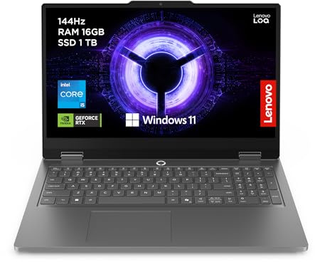 Lenovo LOQ Essential | 15 inch Full HD Gaming Laptop | Intel Core i5-13450HX | 16GB RAM | 1TB SSD | NVIDIA GeForce RTX 5050 | Windows 11 Home | Luna Grey