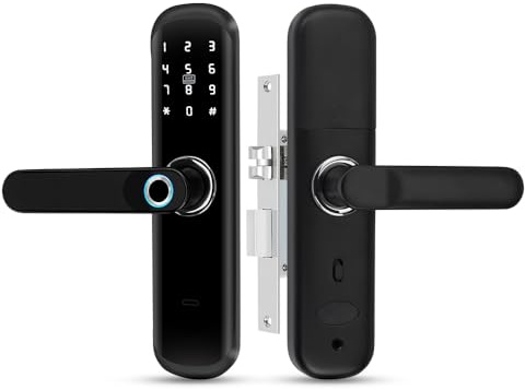 ReaIOKbii TUYA Smart Door Lock con maniglia: 5-in-1 Caratteristiche autenticazione biometrica, password digitale, ingresso senza chiave con impronta digitale, e serratura elettronica da infilare