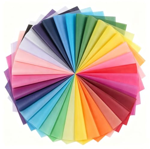 400 Feuilles Papier de Soie, A4 Papier D'emballage, 40 Couleurs, Papier de Soie Emballage Coloré, Papier de Soie Pour Pompons, DIY et Loisirs Créatifs