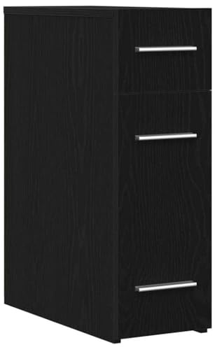 KGFHERENB Armario de farmacéutico de color negro con efecto de roble, moderno y delgado con 3 cajones para salón o comedor, cómoda compacta de madera, 20 x 45,5 x 60 cm