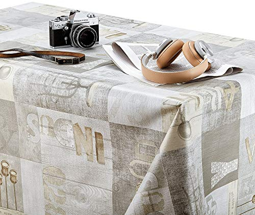 KP HOME Toile Cirée Rectangulaire Gris Brun 200 x 140 cm – Imperméable et Facile à Nettoyer – Motif Rustique Industriel Effet Bois – Nappe Plastique d’Extérieur et d’Intérieur