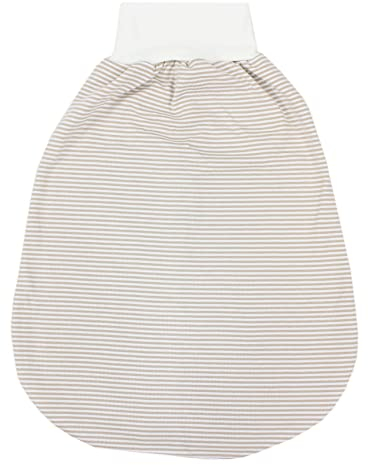 TupTam Baby Strampelsack mit breitem Bund – Unwattierter Schlafsack Baby aus Baumwolle für Frühling & Sommer, Farbe: Streifen Beige, Größe: 0-6 Monate