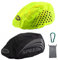 LandJoy Helmüberzug Fahrradhelm Regenschutz Fahrrad Helm Cover Regen mit Reflektoren Elemente, Wasserdicht Windabweisend Atmungsaktiv (1 * grün，1 * schwarz)