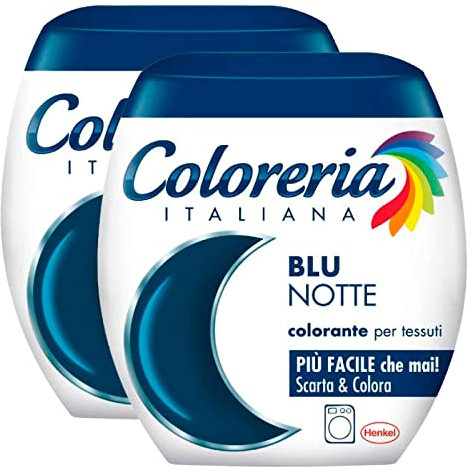 2 x Grau italienische Farbstoff für Textilien für Waschmaschine, Farbe Nachtblau, belebt oder ändert die Farbe der Kleidung, 2 Packungen