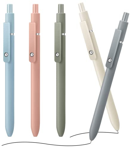 5 x Gelstifte, schnell trocknende Tinte,0,5 mm einziehbare Gel Tintenstifte, niedlicher Kugelschreiber, feine Spitze, Premium-Gelstifte,Pastell Roller Kugelschreiber für Schule,5 Stück (Morandi)