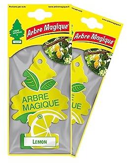 Arbre Magique Duo Pack Lemon – Parfum pour voiture – Parfum citron – 7 semaines d'énergie et de fraîcheur – Durée constante – Mélange d'arômes étonnants
