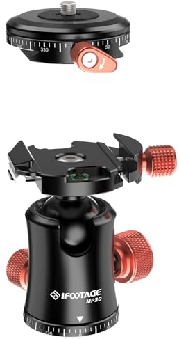 IFOOTAGE Komodo MP30 Rótula de Bola Panorámica Giratoria de 360° de Metal Profesional con Placa Panorámica de Liberación Rápida,Compatible con Cámaras DSLR (Carga de 10 kg)