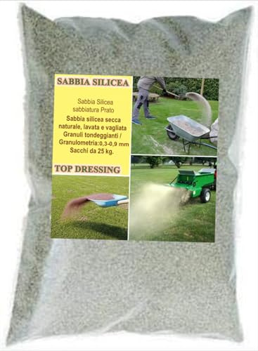 Sabbia Silicea per Prato - Sacchi da 25 kg - Top Dressing Giardino (12 Sacchi 25Kg)