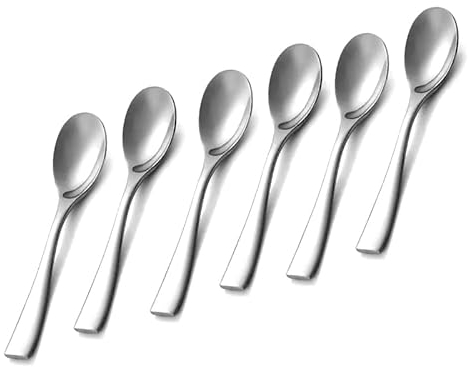 Cucchiaini da caffè, 6 cucchiaini da tè in acciaio inox lucidato a specchio, cucchiaio dal design moderno ed elegante, cucchiaio da dessert, lavabile in lavastoviglie, lunghezza 13,5 cm