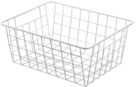 KEILEOHO 4 Pezzi Cestino in Metallo Porta Oggetti 28 x 22 x 12 cm, Cestini Portaoggetti Bagno, Cestino in Metallo Bianco per Ufficio, Cucine