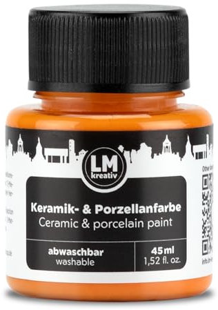 LM-Kreativ Keramik- & Porzellanfarbe 45 ml - Orange - Spülmaschinenfest. Ideal zum Bemalen von Tassen und Porzellan, kreative Projekte auf Glas und Keramik