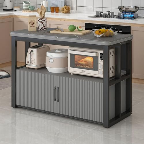 Moderno aparador grande para buffet, armario de almacenamiento de cocina con diseño de losa de roca, ideal para sala de estar, despensa o entrada, armario versátil para microondas, cafetería y mesa de