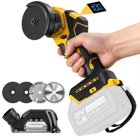 3 tums batteridriven vinkelslip kompatibel med Dewalt 20 V batteri (utan batteri), 16 800 rpm borstlös minivinkelslip med digital display, 2 slipskivor, 2 skärskivor, dammskydd, handskar
