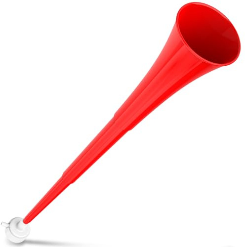 Collapsible Stadium 24 Inch Vuvuzela Plastic Trumpet Horn Blow Horn Noisemakers Loud Sound Soccer Horns Cheer for Boating & Sporting Events (Red)