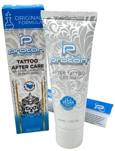 Crema para tatuajes Proton con pantenol, 40 ml, vegano, INKgrafiX Profesional Cuidado Aftercare Tattoo Cream – 10% Centella