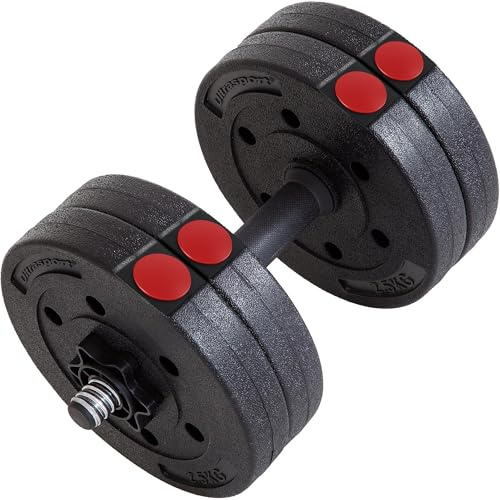 Ultrasport Discos de Pesas, 4 Pesas en un Juego, 15 kg o 25 kg, diámetro estándar de 30 mm, se Pueden Usar con Mancuernas y Barras con Barra, con intervenciones para Entrenamiento Libre