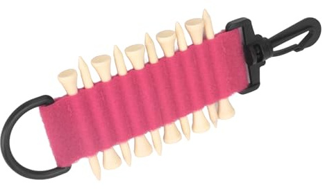 BTOSEP Golf Tee Hållare Praktisk Bärbar Tee Bärare med Krok för Golfentusiaster Nylon Bambusoideae Material, Rosenröd, ledig