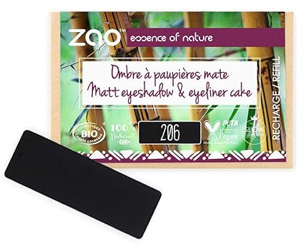 ZAO essence of nature - Recharge Ombre à paupières rectangle Mate 206 Noir/eyeliner cake - 1,3 gr