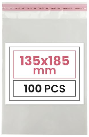 Netuno 100 bustine trasparenti autoadesivi 13,5 x 18,5 cm (+ aletta 3 cm) sacchetti in polipropilene trasparente tipo celofan Bustine Protettive adesive per Vestiti Documenti Fumetti Foto Cosmetici