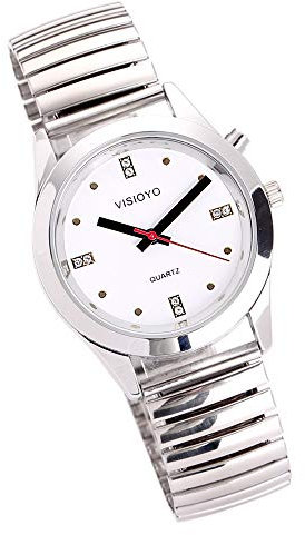 Reloj Parlante Analógico con Alarma Anuncio de hora y fecha en francés para ciegas y personas con discapacidad visual, color plateado