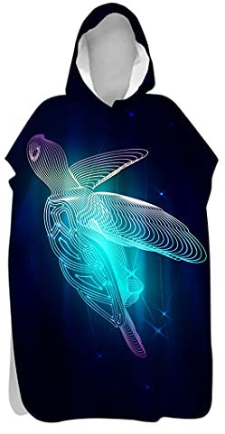Serviette à Capuche, Treer Poncho de Surf 3D Animal Poncho de Bain Large Séchage Rapide Changement de Robe Peignoir de Plage Piscine pour Adulte Homme Femme Enfan (Tortue de mer,80x145cm)