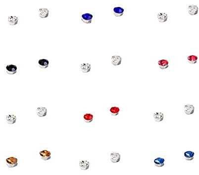 24Pcs Crystal Magnetic Stud Earrings Stainless Steel Cubic Zirconia Non Piercing Tragus Magnetic Nose Stud Fake Ear Nose Lip Ring Clip Non Piercing Jewelry for Women Men-4mm color