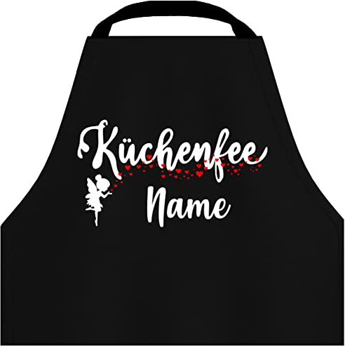 Shirtoo Kochschürze Küchenfee - Personalisiert mit Namen - für Frauen und Hobbyköchinnen - Lustiges Geschenk zum Geburtstag oder zu Weihnachten
