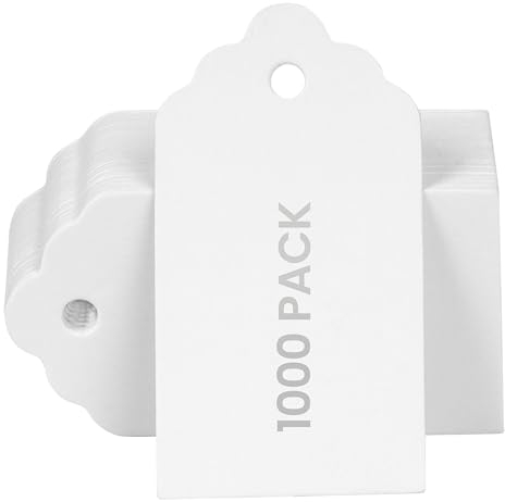 Belle Vous 1000er Pack Geschenkanhänger Weiß Anhänger Kraftpapier - 4,5 x 2,5 cm - Rechteckige Anhänger Papier Kärtchen zum Beschriften für Geschenke, Weihnachten, Hochzeit & Preisschilder Anhänger