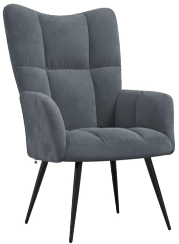 vidaXL Relaxsessel, Sessel mit Stahlgestell, Relaxstuhl Polsterstuhl mit Armlehne, Fernsehsessel Polstersessel Wohnzimmer, Modern, Dunkelgrau Samt