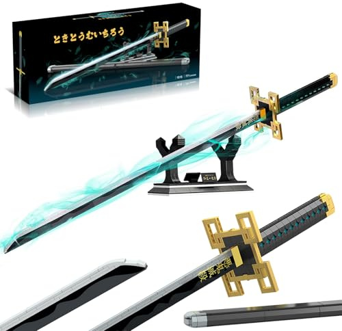 HIGH GODO Demon Anime Sword Building Block Set, 40in Tokitou Muichirou Sword Set with Scabbard and Stand, Cosplay Anime Katana Building Blocks, Collectible Gifts for Teens and Adults 14+ (771 PCS)